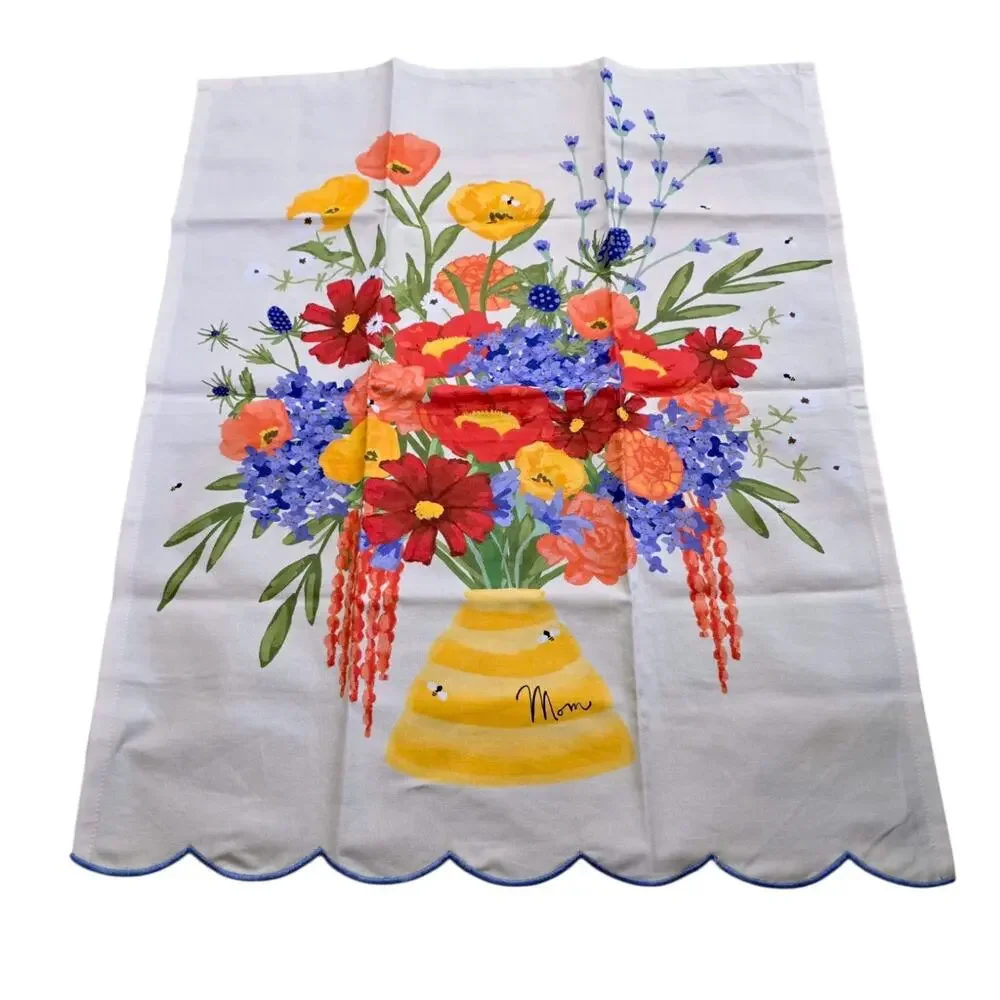 Anthropologie Beehive Cotton Dishtowel Floral Bouquet Mom Mothers Day
